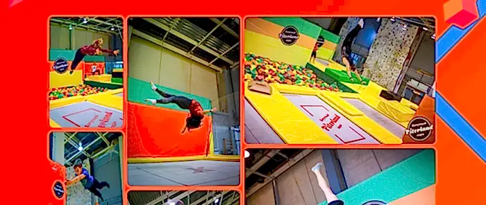 Спрограммирован блок с выводом плиткой изображений батутного центра